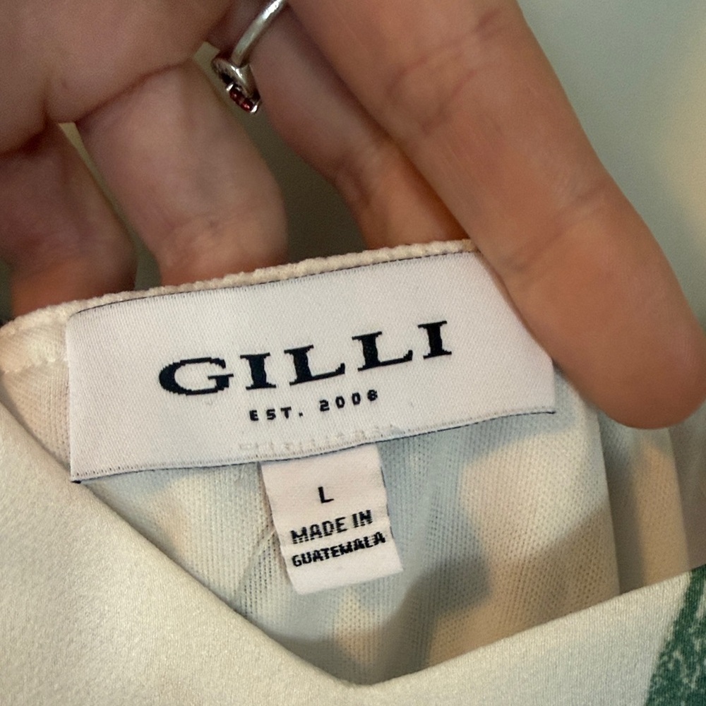 Gilli Women’s White Floral Spaghetti Strap Side Tie Mini Dress Sz L NWT - Picture 2 of 7